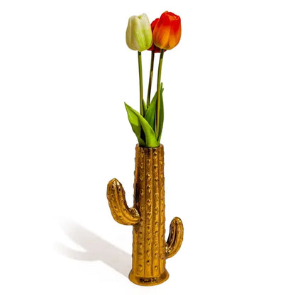 Aluminium Gold Cactus Stem Vase- 26cm