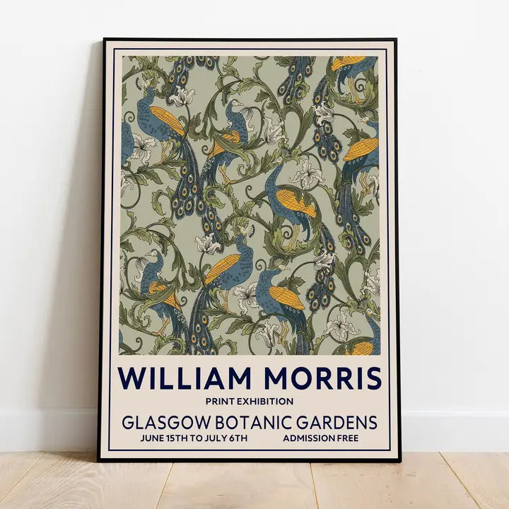 William Morris, Glasgow Vintage Art Nouveau Peacock Bird Art