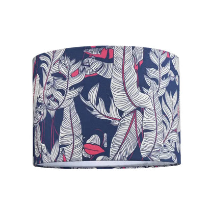 Deep Purple Palm Tree Themed Cotton Lamp Shade with White - 25cm