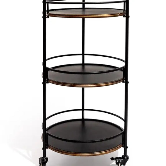 Antiqued Metal Drinks Trolley - 91cm