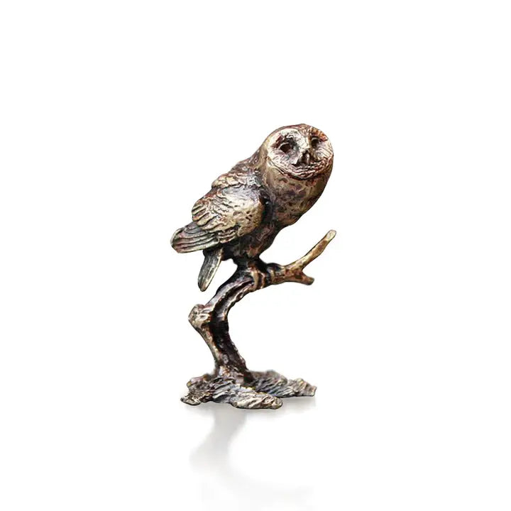 Butler & Peach Miniature Bronze Tawny Owl - 4cm