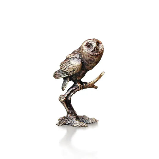 Butler & Peach Miniature Bronze Tawny Owl - 4cm