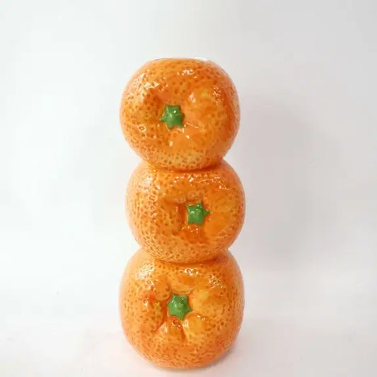 Ceramic Orange Stack Stem Vase - 19cm