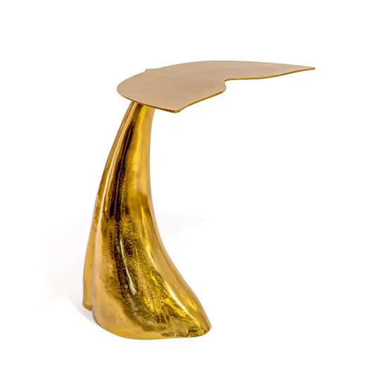Gold Aluminium Whale Tail Side Table - 55cm
