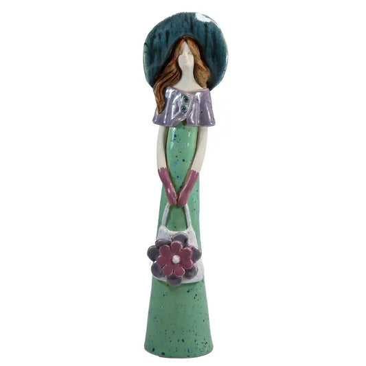 Fashionista Ceramic Figurine in Teal - 35cm