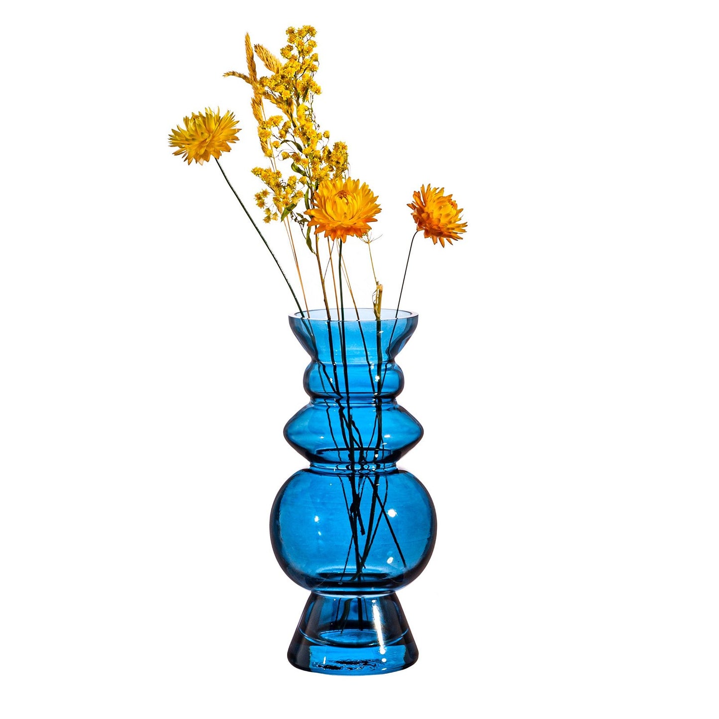 Blue Bulbus Glass Vase - 17cm