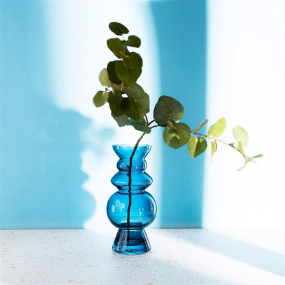 Blue Bulbus Glass Vase - 17cm