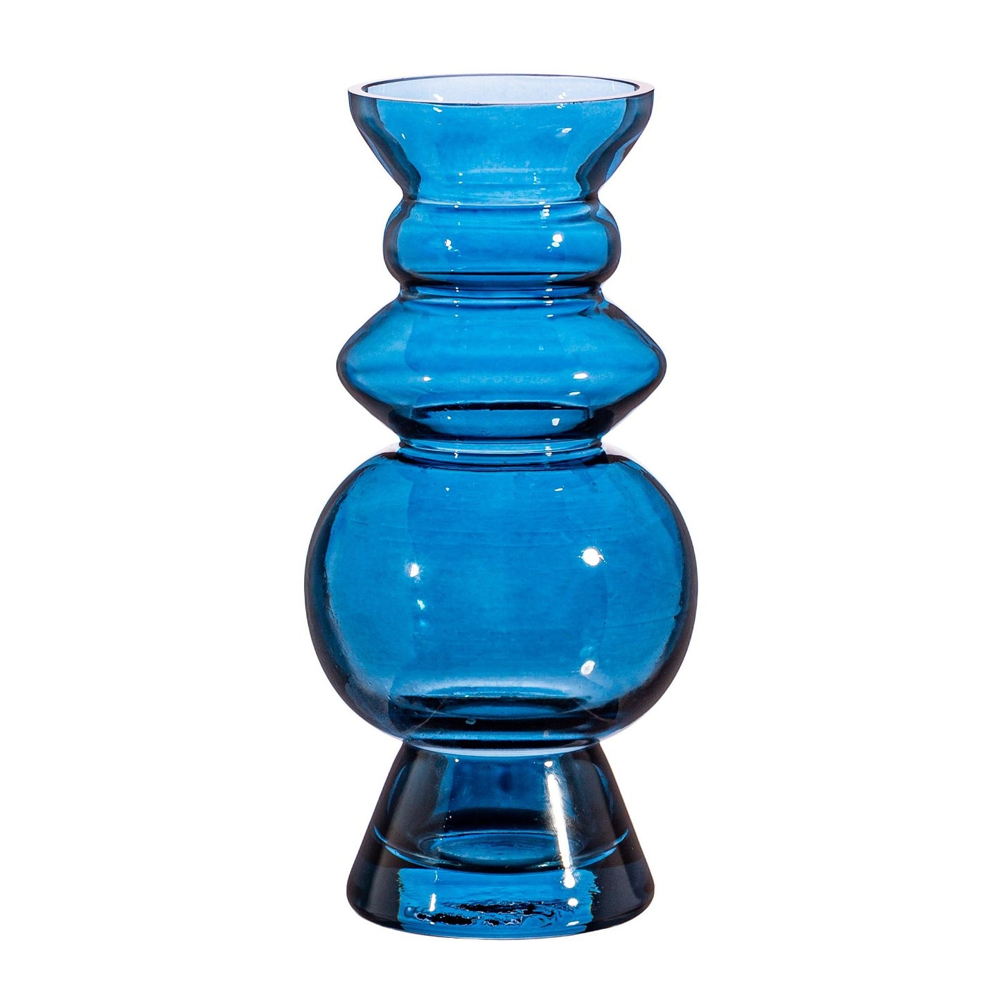 Blue Bulbus Glass Vase - 17cm