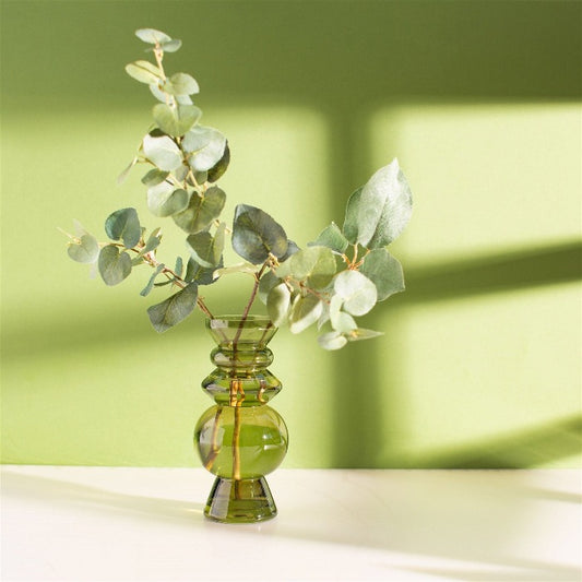 Green Bulbus Glass Vase - 17cm