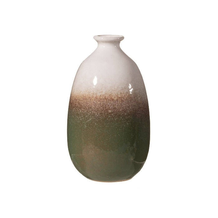 Ceramic Glazed Forest Green Vase - 12cm