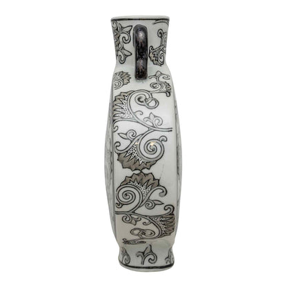 Angel Trumpet Floral Black and White Vase - 31.5cm