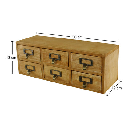 6 Drawer Double Level Small Storage Unit - 36cm