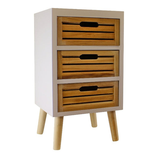 Triple Drawer White Wooden Standing Unit - 59cm