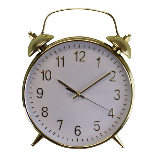 Alarm Clock Style Gold Wall Clock - 40cm