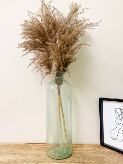 Green Glass Bubble Effect Bottle Vase - 41cm