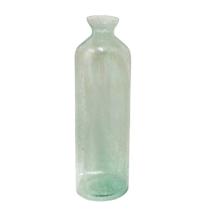 Green Glass Bubble Effect Bottle Vase - 41cm