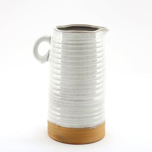 White Porcelain Ribbed Jug - 21cm