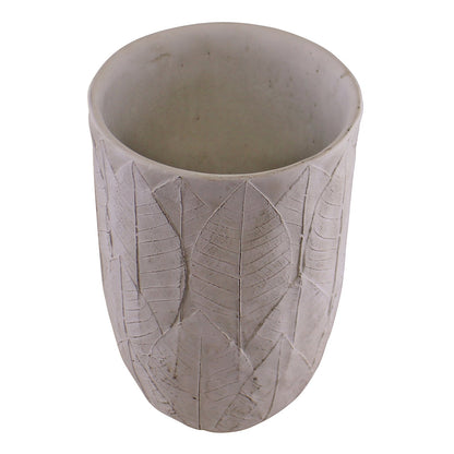 Embossed Cement Leaf Vase - 21.5cm