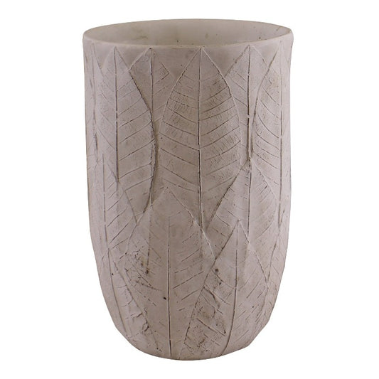 Embossed Cement Leaf Vase - 21.5cm