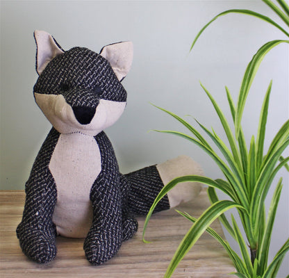 Grey Fabric Fox Doorstop - 29cm