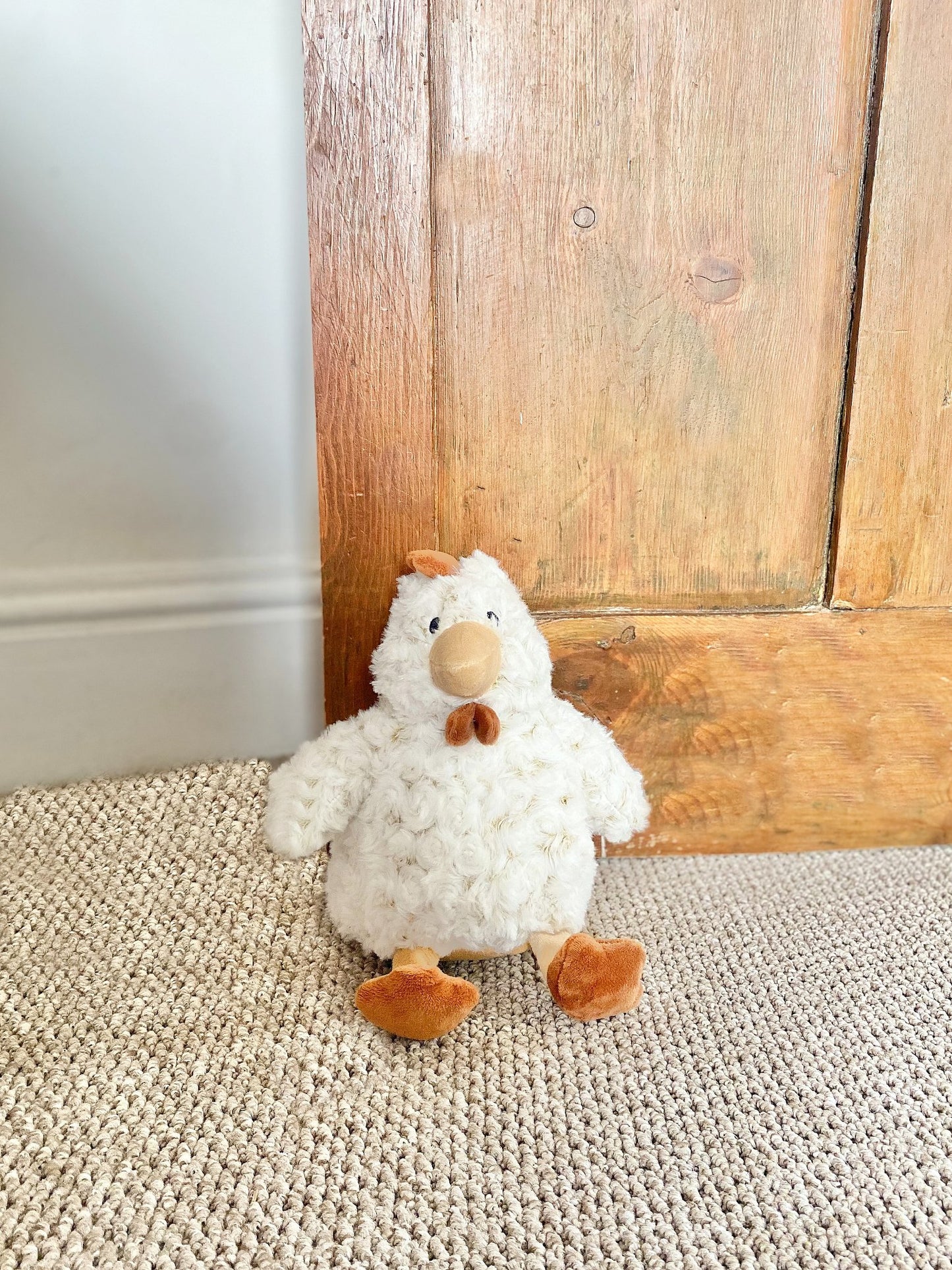 Fluffy White Chicken Door Stop - 23cm