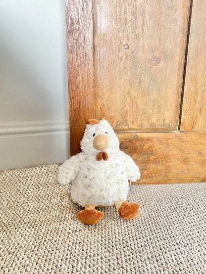 Fluffy White Chicken Door Stop - 23cm
