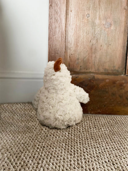 Fluffy White Chicken Door Stop - 23cm