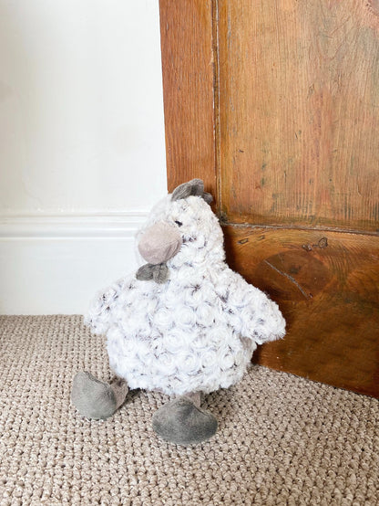 Fluffy Grey Chicken Door stop - 24cm