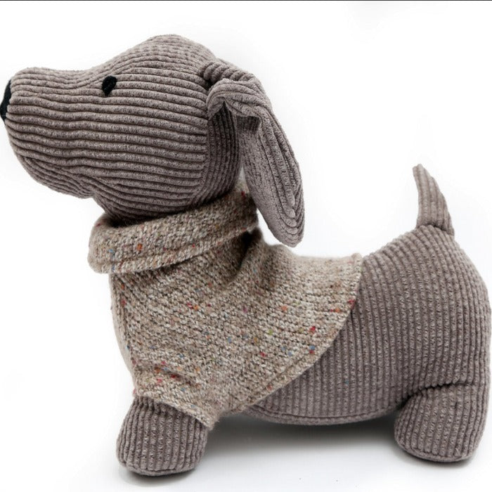 Grey Dachshund W/ Grey Jumper Door Stop - 30cm