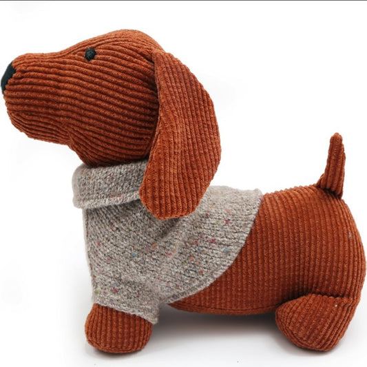 Brown Dachshund W/ Grey Jumper Door Stop - 30cm