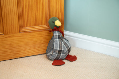 Grey Fabric Duck Door Stop - 32cm