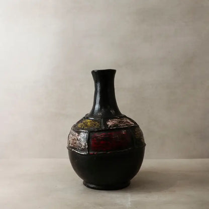 Mangbetu Clay Vase Black Multicolour - 35cm