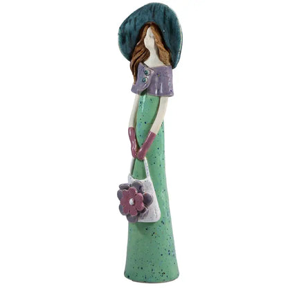 Fashionista Ceramic Figurine in Teal - 35cm