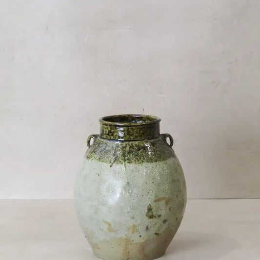 Vintage Glazed Yunnan Pot Leaf Green - 25cm