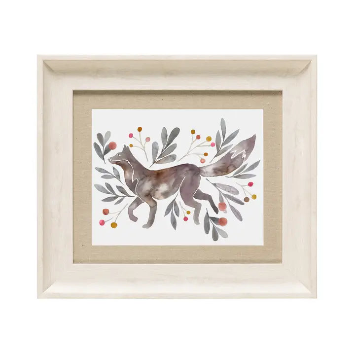 Nishiki Fox Framed Print Birch/Mulberry - 33.6x38.6cm