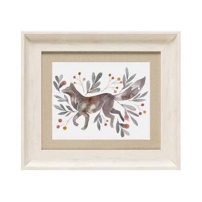 Nishiki Fox Framed Print Birch/Mulberry - 33.6x38.6cm