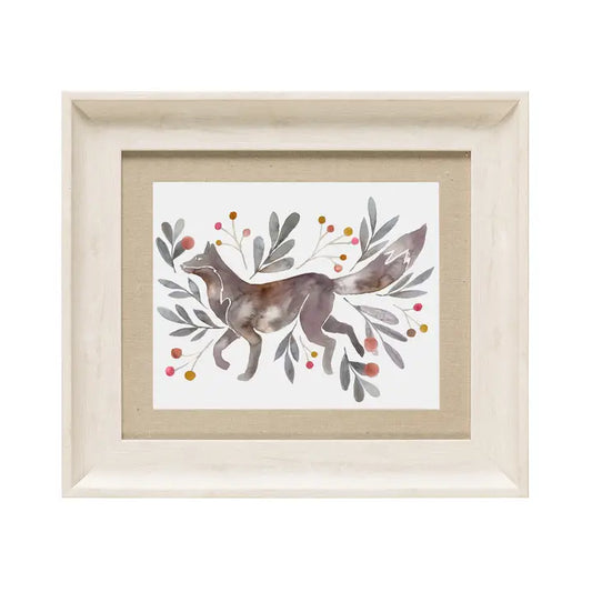 Nishiki Fox Framed Print Birch/Mulberry - 33.6x38.6cm