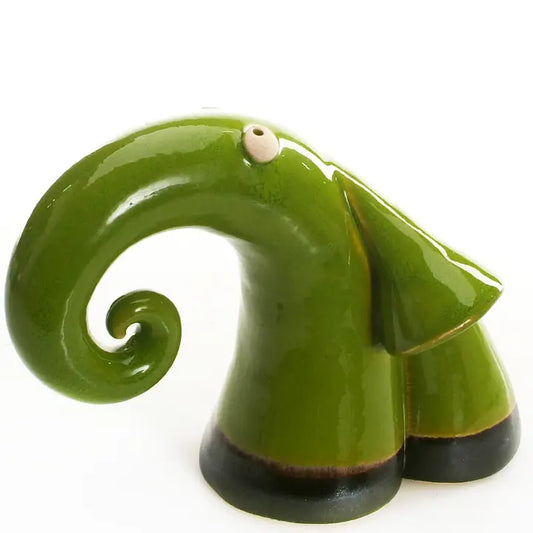 Elephant Ceramic Figurine in Olive-- 16cm
