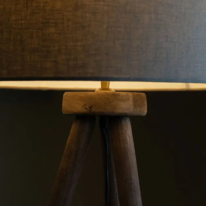 Pill Table Lamp, Hand-Carved Mango Wooden Tri-Pod Base - 73cm
