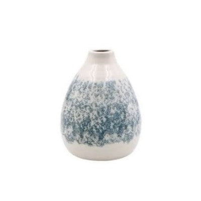 Ceramic Pottery Blue and White Aqua Posy Vase - 16cm