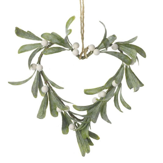 Wall Hanging Mistletoe Heart Decoration - 25cm