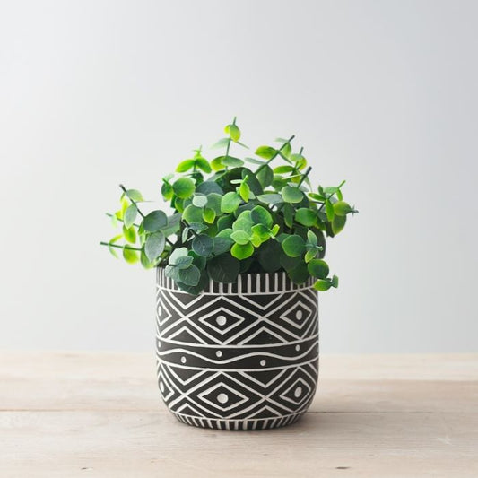 Black and White Aztec Planter 10.5cm