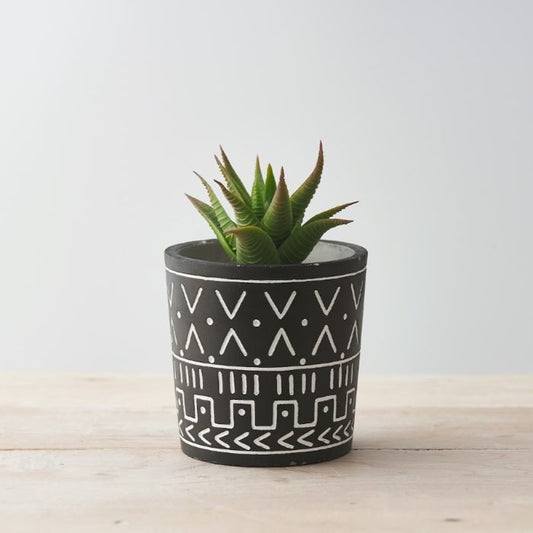 Black and White Aztec Planter 10.5cm