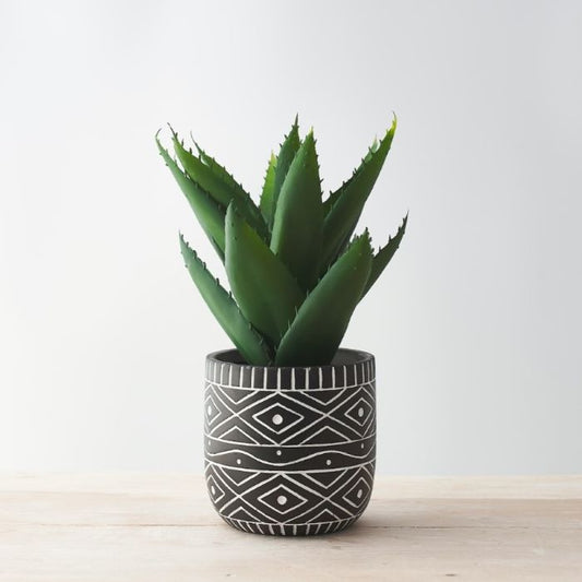 Black and White Aztec Planter 12.5cm