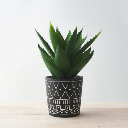 Black and White Aztec Planter 13cm