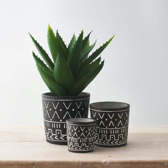 Black and White Aztec Planter 13cm