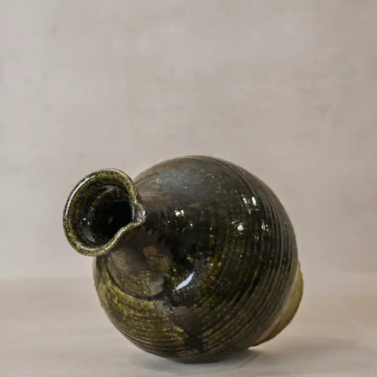 Glazed Bottle Vase Dark Olive Green - 30cm