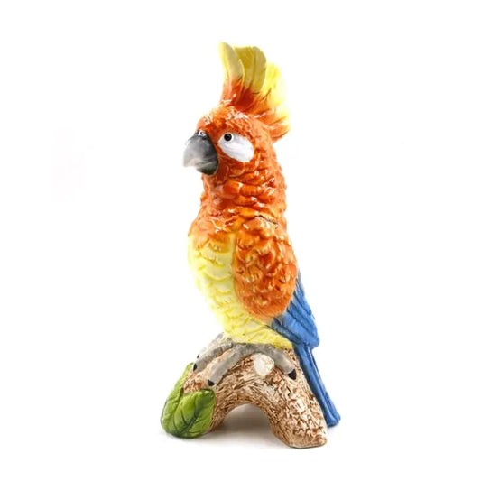 Orange Parrot On Perch Ceramic Vase - 29CM