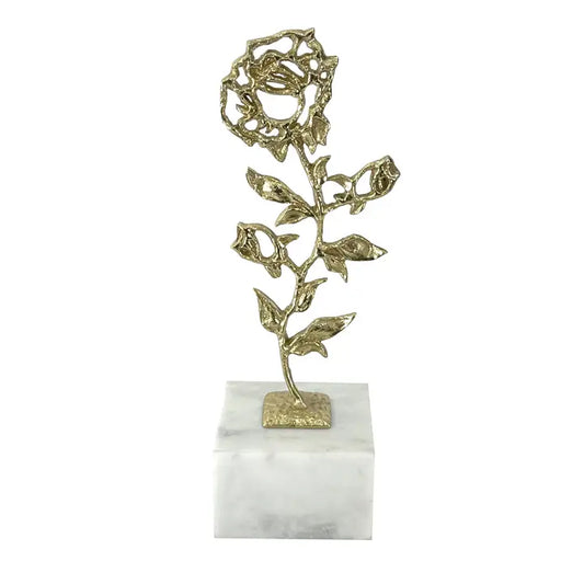Vintage Brass Rose Sculpture - 30.5cm