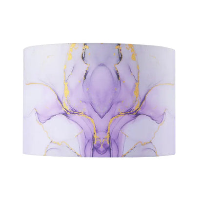 Designer Drum Lamp Shade in Marble Effect Cotton Fabric in Soft Lilac and Purple - 12"